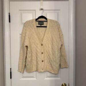 American Eagle Outfitters Cream Cable Knit Cardigan Sweater